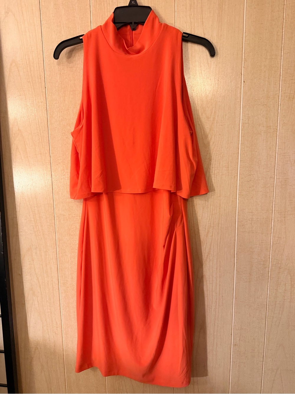 Ralph Lauren Sleeveless High-Neck Orange Midi Dress